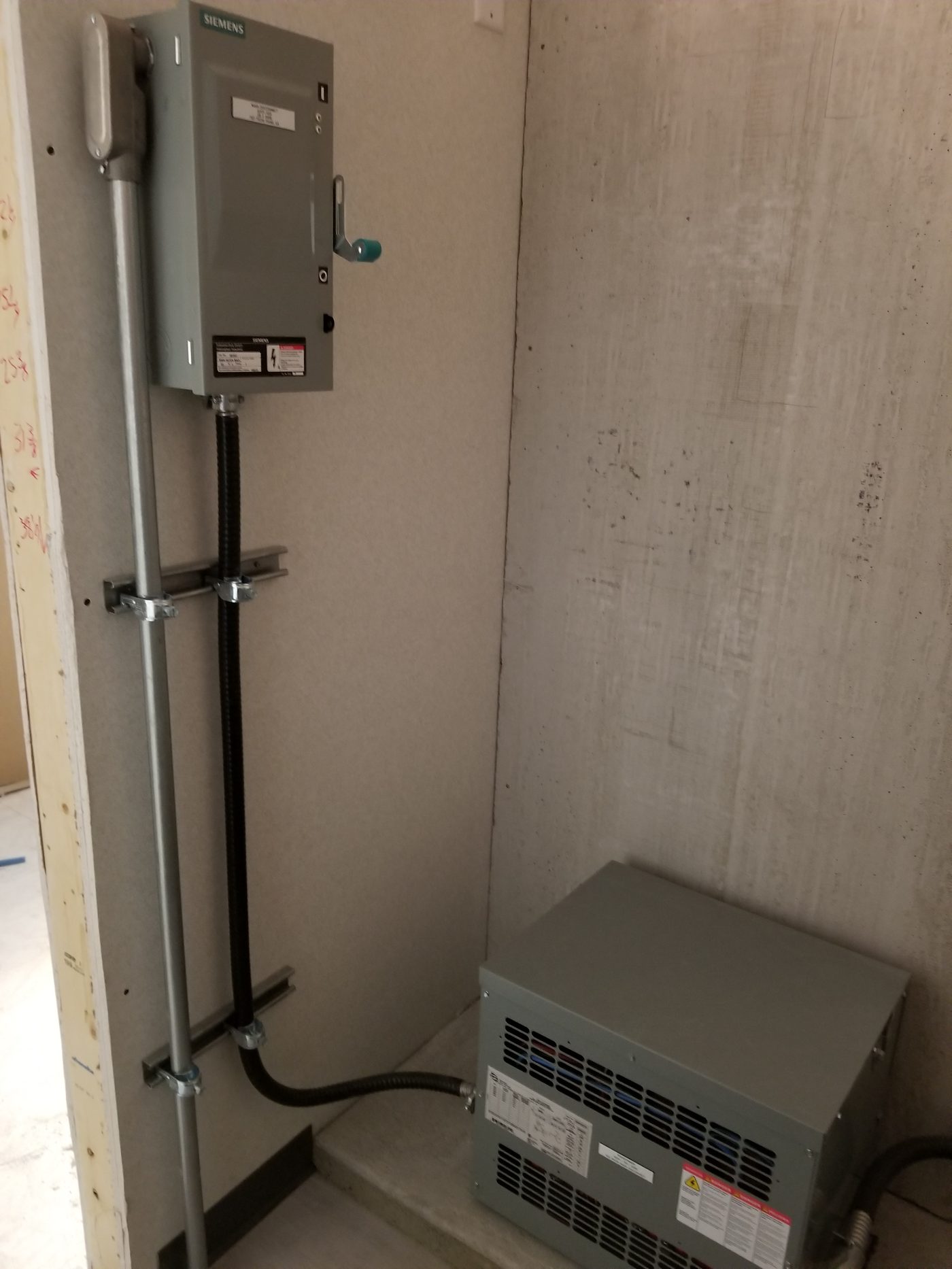 Disconnect and transformer installation